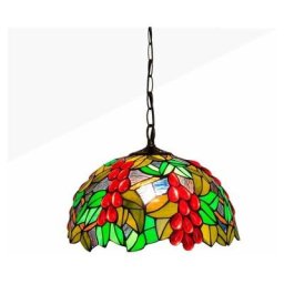 Suspension d'inspiration Tiffany avec mosaïque florale en verre