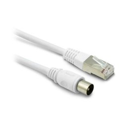 Câble tv coaxial et Ethernet mâle/mâle RJ45 - 2 m - blanc - Blanc