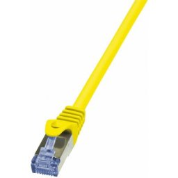 CQ3017S RJ45 Câble réseau, câble patch cat 6a s/ftp 25.00 cm jaune ignifuge, avec cliquet