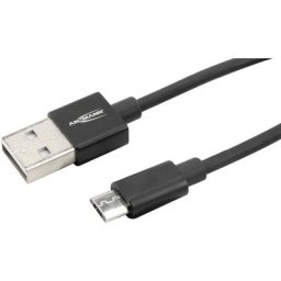 Câble usb usb 2.0 usb-a mâle, USB-Micro-B mâle 1.20 m noir connecteur aluminium, gaine tpe
