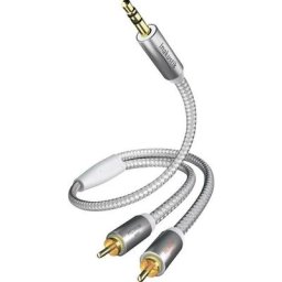 Inakustik - Câble audio 00410003 [2x Cinch-RCA mâle - 1x Jack mâle 3.5 mm] 3.00 m blanc, argent