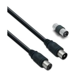 Câble tv coaxial 9,52 mm mâle/fem.+adaptateur mâle/mâle 2 m - noir - Noir