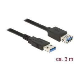 Delock - Câble usb usb 3.2 Gen1 (usb 3.0) usb-a mâle, usb-a femelle 3.00 m noir contacts dorés