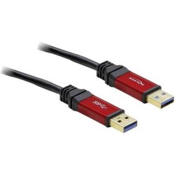 Câble usb usb 3.2 Gen1 (usb 3.0) usb-a mâle, usb-a mâle 2.00 m rouge, noir contacts dorés, certifié