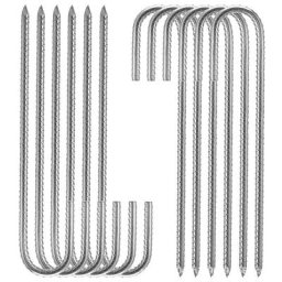 argenté Piquets de fixation sol XL, Sardines, Lot de 10, galvanisé, tente, 30 cm, Acier