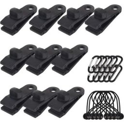 BSR - Lot de 10 Clips de bâche Support de bâche pour extérieur avec Attache en Toile et Cordon