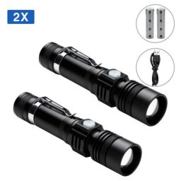 2x Torche Lampe de Poche, led usb Rechargeable Ultra Puissante cree Lampe Torche, 4 Modes IP44