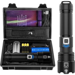 Lampe Torche led Ultra Puissante, Lampe de Poche Rechargeable, IP67 Étanche Lampe Tactique,XHP70.2