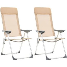 Chaises de camping pliables 2 pcs Crème Aluminium Vidaxl Crème