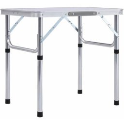 Table pliable de camping,Blanc Aluminium 60x45cm,Pliable pour un transport et un rangement facile