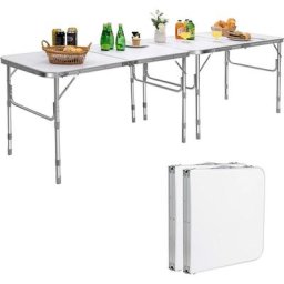 Costway - Table de Camping Portable Lot de 2 en Aluminium Hauteur Réglable 33/55/66CM, Table