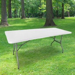 Skylantern - Table Pliante 180 cm d'Appoint Rectangulaire Blanche - Table de Camping 8 personnes
