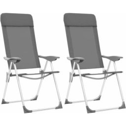 Vidaxl - Chaises de camping pliables 2 pcs Gris Aluminium Gris