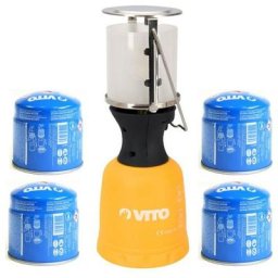 Lampe à gaz vito + 4 Cartouches gaz 190gr Lanterne pour bouteille camping gaz 190g perçable