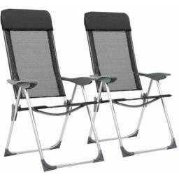 Vidaxl - Chaise pliante de camping 2 pcs Noir Aluminium Noir