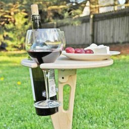 Linghhang - Portable extérieur pliant en bois porte-verre à vin plage pique-nique fête table à vin