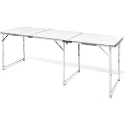 Table pliante de camping en aluminium avec hauteur ajustable Vidaxl Blanc