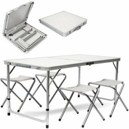 Maxxgarden - Table pliante d'appoint portable - Ensemble Table et 4 Sièges - 120 cm