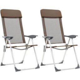 Chaises de camping pliables 2 pcs Marron Aluminium Vidaxl Marron