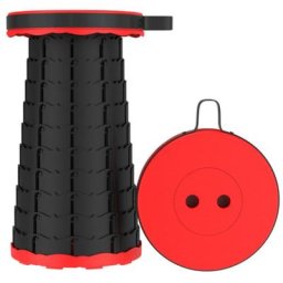 Tabouret Pliant de Camping Portable Tabouret télescopique 6.5-45cm Hauteur Réglable 2626cm Rouge