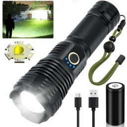 Lampes de poche led rechargeables à haute luminosité, 90000 lumens Lampes de poche tactiques super