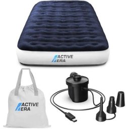 Active Era - Matelas Gonflable avec Pompe à Air Rechargeable et Pompe à Pied, 1 Personne, Sac de