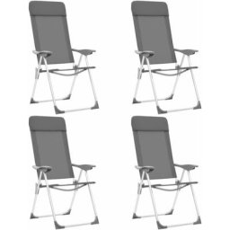 Vidaxl - Chaises de camping pliables 4 pcs Gris Aluminium Gris