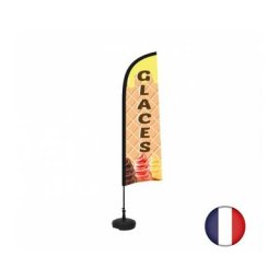 Drapeau glaces de dimensions 230 x 70 cm avec son kit socle plastique et mât - Multicolore