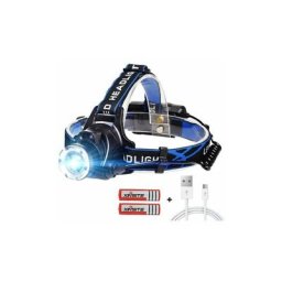 Lampe Frontale led usb Rechargeable avec 3 Modes led Frontale Câble usb et 2 Piles 18650 Torche