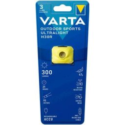 Torche Frontale Outdoor Sports Ultralight H30R Pro Lime (Rechargeable / 300 lumens) - Varta