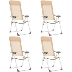 Chaises de camping pliables 4 pcs Crème Aluminium Vidaxl Crème