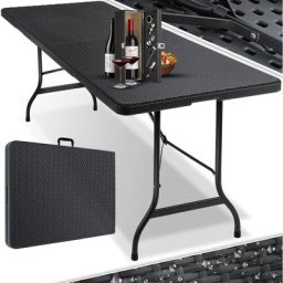 Table de buffet Table pliante en plastique 180x75 cm Table de camping aspect rotin Table de fête