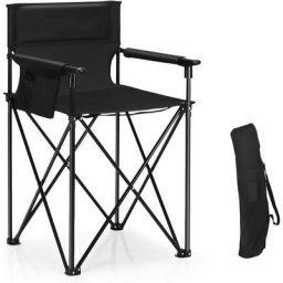 COSTWAY Chaise Camping Pliable avec Porte-gobelet Multi-Poche Toile Oxford Accoudoirs Amovible