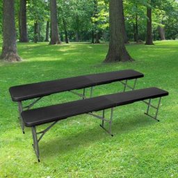 Skylantern - lot 2 Bancs Pliables Noir 180cm - Lot de Deux Bancs Pliants pour Table de Camping - x2