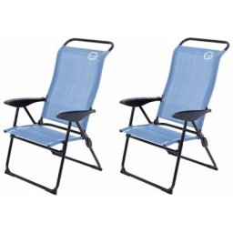 O'camp - Lot de 2 fauteuils de camping 5 positions Bleu - Dimensions : 70 x 62 x 105 cm - Bleu