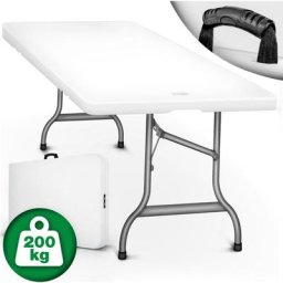 Tillvex - Table de jardin pliante en plastique 180x75 cm Table de buffet avec une poignée Table