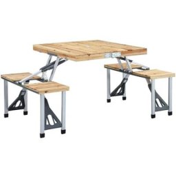 Table pliable de camping avec 4 sièges Acier Aluminium Vidaxl Marron