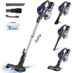 Aspirateur Sans Fil 25000pa Puissant 4 en 1, Autonomie Aspirateur Balai avec 55 Min d'Utilisation &