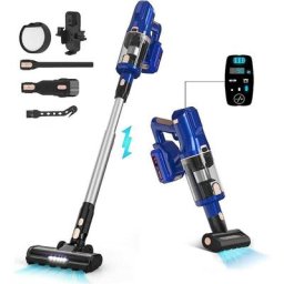 Aspirateur Balai sans Fil, aspirateur sans sac 33000pa Aspirateur Puissant, 55 Min d'Autonomie,