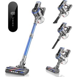 Aspirateur Balai sans Fil S12, 33Kpa / 55min Aspirateur sans Fil Puissant Léger,5 Vitesses