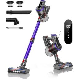 Aspirateur Balai sans Fil 33kPa,Aspirateur sans Fil Puissant avec 55 Min d'Utilisation & Batterie