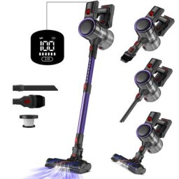 Aspirateur sans Fil 5 en 1 25000pa Puissant, Autonomie Aspirateur Balai d'Utilisation Prolongé de
