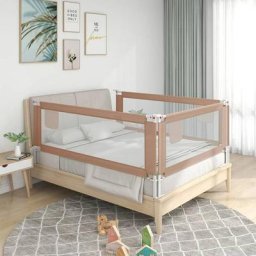Rail de lit de sécurité bébé - Barrière de sécurité de lit d'enfant Taupe 140x25 cm Tissu