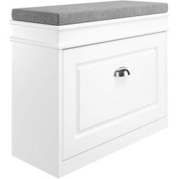 Meuble Banc de Rangement a Chaussure - Coffre avec Coussin Confortable pour Entree - Assise Grise