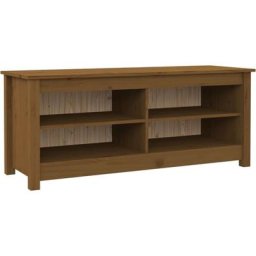 Banc à chaussures Marron miel 110x38x45,5 cm Pin massif Vidaxl marron miel