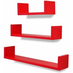 3 Etagères murales en forme de u et en mdf Rouges pour DVD/Livres Vidaxl Rouge