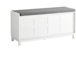 Sobuy - FSR86-W Banc de Rangement avec Coussin Rembourré Meuble Bas Entrée Commode à Chaussure