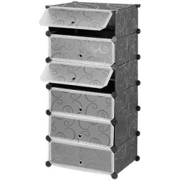 Diy Meuble à Chaussures en Plastique Faite de Modules avec Porte, 45x36x105cm (LxPxH), 6 Cubes,