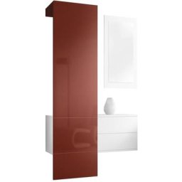 Garderobe Meubles d'entrée Carlton Set 2 Blanc - haute brillance & tons naturels - Panneau en