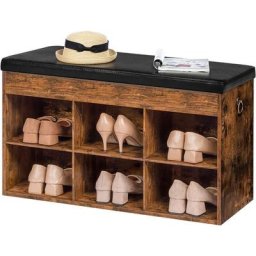 Banc de Rangement, Meuble Chaussure, Siège Rembourré, Banquette de Rangement à 6 Compartiments,